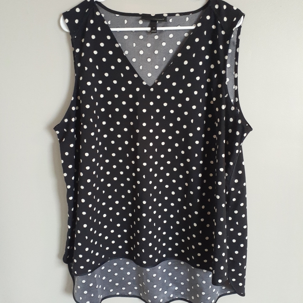 Lane Bryant V Neck Sleeveless Polka Dot Top, Sz 18